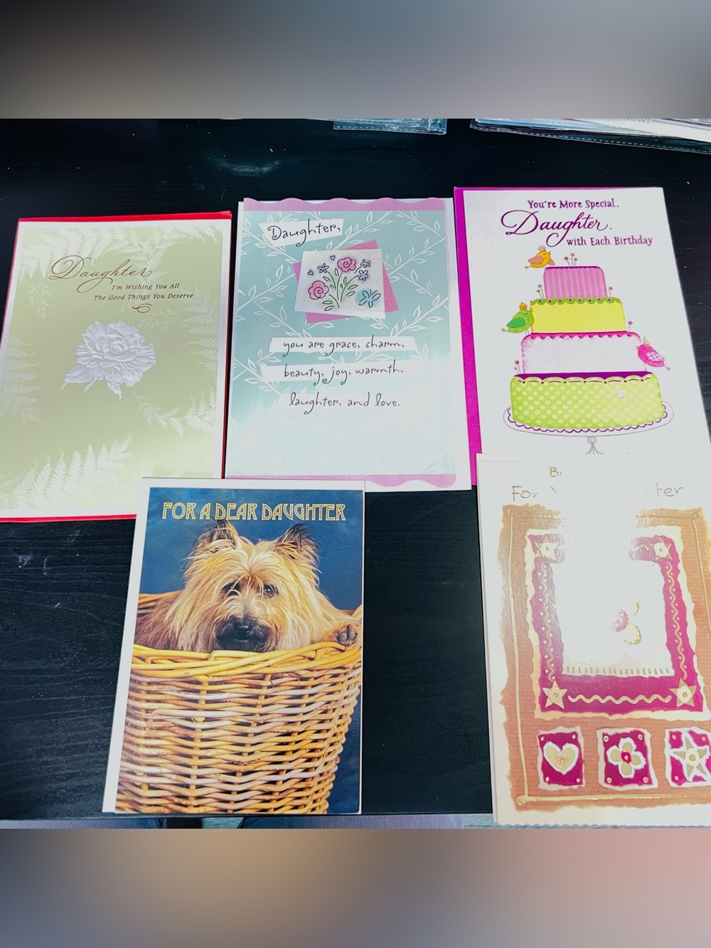 Vintage 5 Birthday Card Lot: Daughter Birthday Card Lot